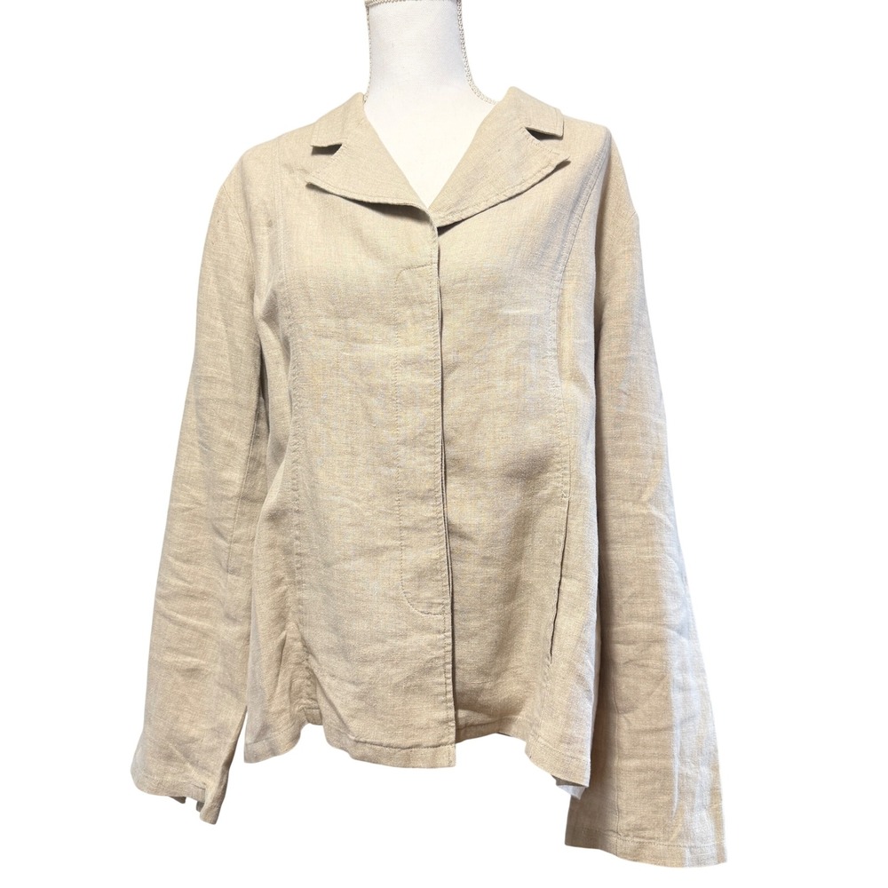 Coldwater Creek Linen Button Front Jacket Beige‎ W18 Women's